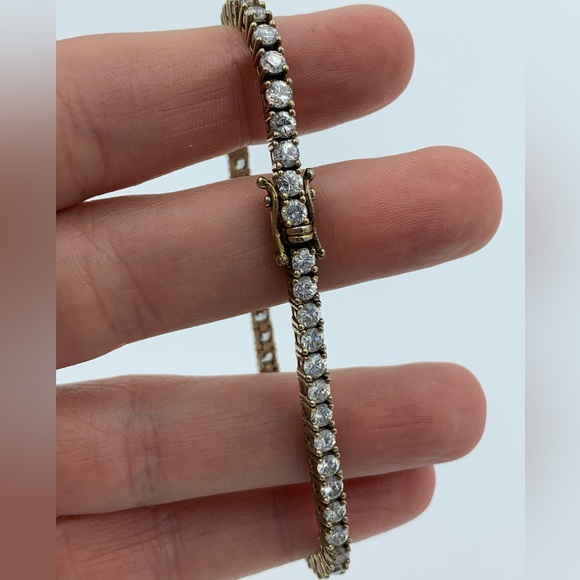 Sterling Tennis Bracelet with Imitation Diamonds - Picture 4 of 4